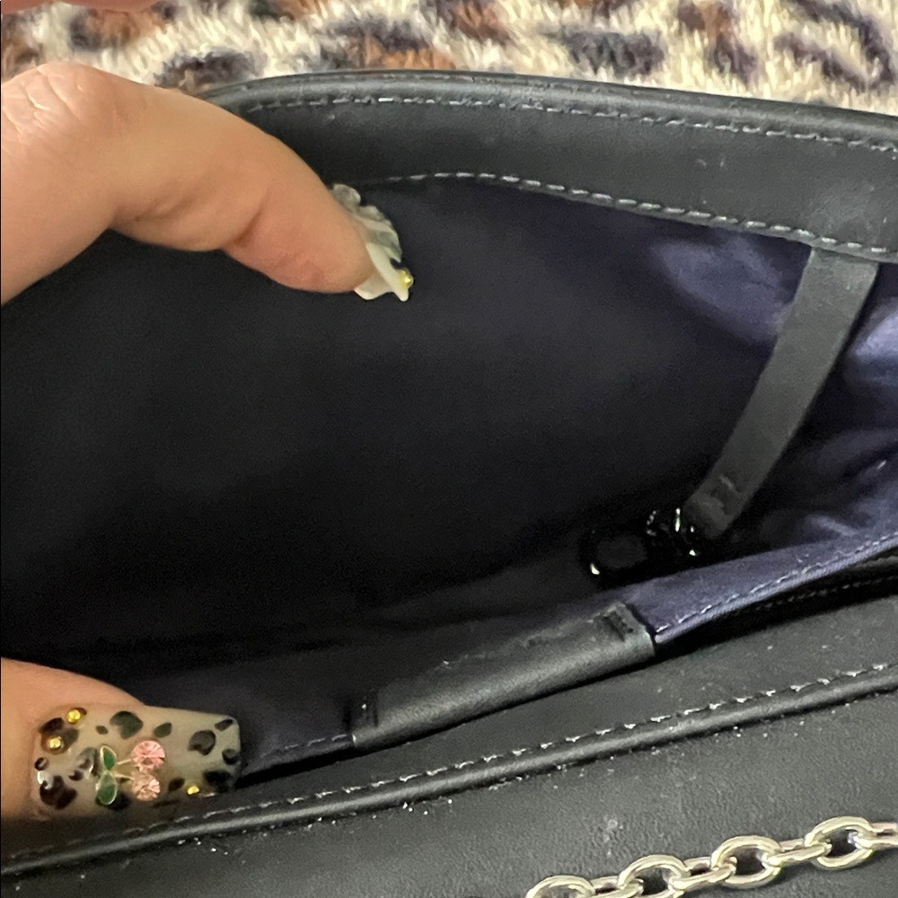 Tumi Black Croc-Embossed Chain Crossbody Bag - Picture 6 of 7
